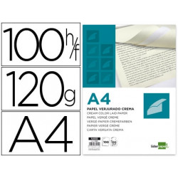 PAPEL VERJURADO LIDERPAPEL A4 120G/M2 CREMA PAQUETE DE 100 HOJAS