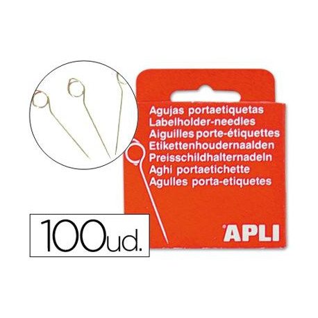 AGUJAS PORTAETIQUETAS APLI CAJA DE 100 UNIDADES