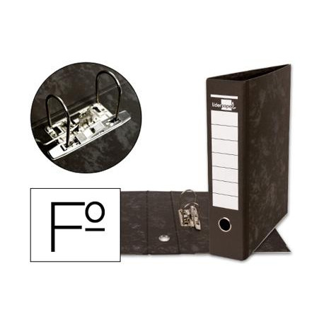 ARCHIVADOR DE PALANCA LIDERPAPEL FOLIO CARTON FORRADO SIN RADO LOMO 80MM NEGRO COMPRESOR METALICO