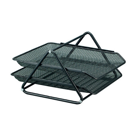 BANDEJA SOBREMESA METALICA Q-CONNECT REJILLA GXA100 NEGRA 2 BANDEJAS MOVIBLES 300X185X350 MM