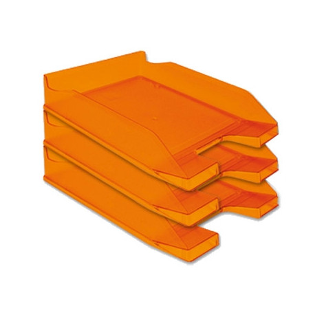 BANDEJA SOBREMESA PLASTICO Q-CONNECT NARANJA TRANSPARENTE 240X70X340 MM