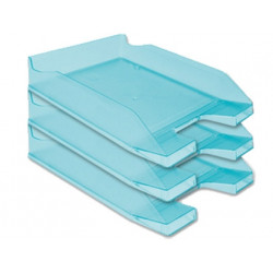 BANDEJA SOBREMESA PLASTICO Q-CONNECT TURQUESA TRANSPARENTE 240X70X340 MM