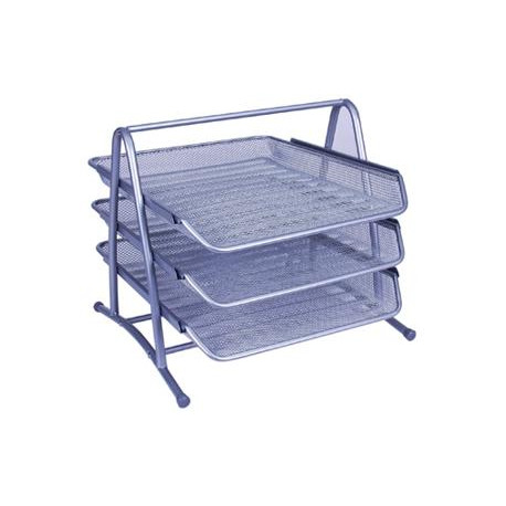 BANDEJA SOBREMESA METALICA Q-CONNECT KF00822 REJILLA PLATA 3 BANDEJAS MOVIBLES 350X278X275 MM