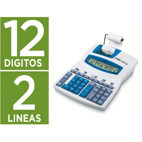 CALCULADORA IBICO 1221X IMPRESORA PANTALLA LCD ANGULADA PAPEL 57 MM 12 DIGITOS IMPRESION BICOLOR