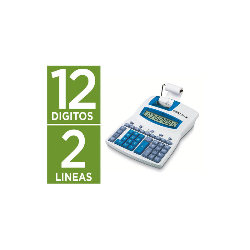 CALCULADORA IBICO 1221X IMPRESORA PANTALLA LCD ANGULADA PAPEL 57 MM 12 DIGITOS IMPRESION BICOLOR