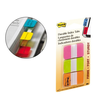 BANDERITAS SEPARADORAS RIGIDAS DISPENSADOR 3 COLORES POST-IT INDEX 686-PGO MEDIANOS22 BANDERITAS POR