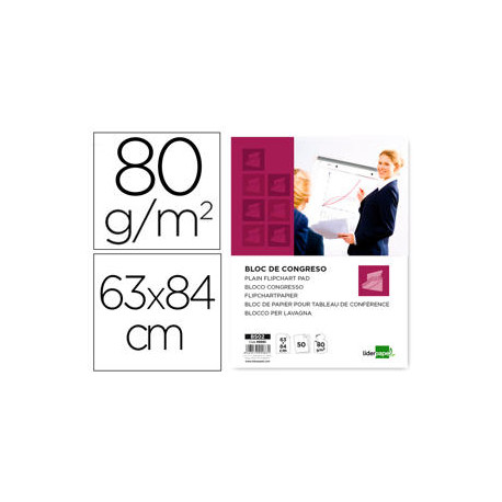 BLOC CONGRESO LIDERPAPEL LISO 630X840 MM 50 HOJAS 80G/M2