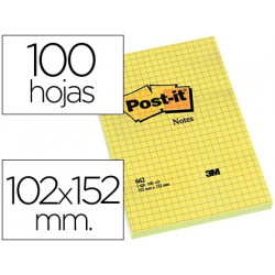 BLOC DE NOTAS ADHESIVAS QUITA Y PON POST-IT 102X152 MM CUADRICULADO 662