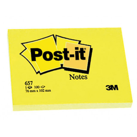 BLOC DE NOTAS ADHESIVAS QUITA Y PON POST-IT 38X51 MM CON 100 HOJAS 653E