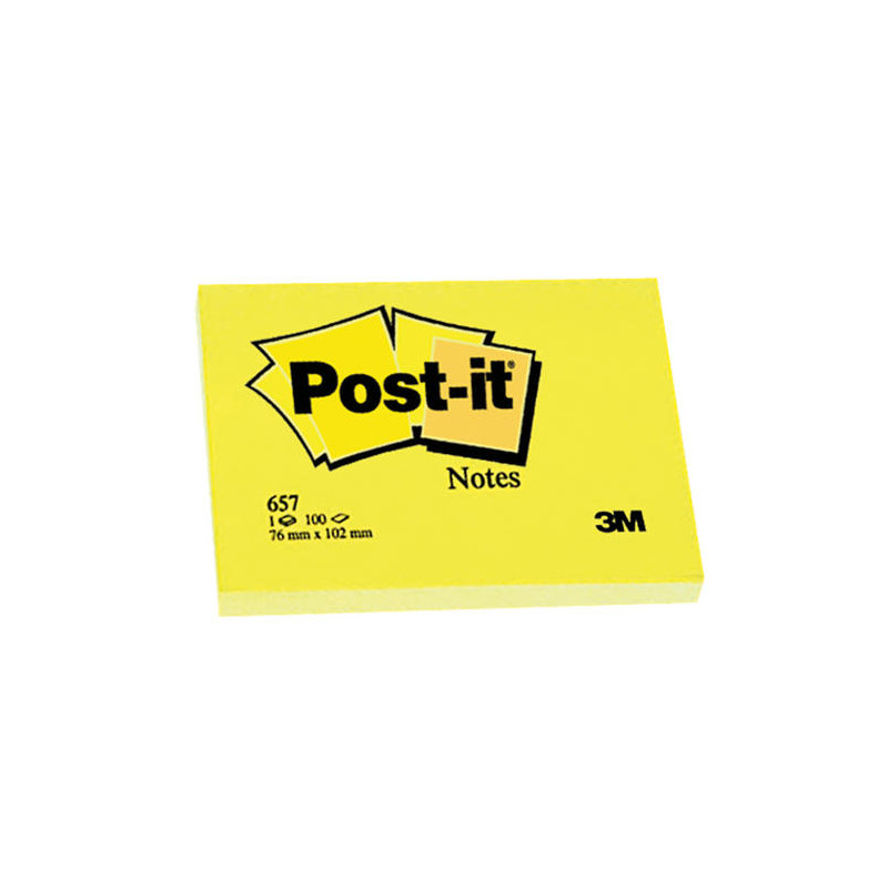 BLOC DE NOTAS ADHESIVAS QUITA Y PON POST-IT 38X51 MM CON 100 HOJAS 653E