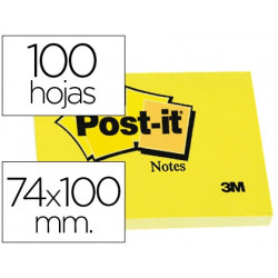 BLOC DE NOTAS ADHESIVAS QUITA Y PON POST-IT 76X102 MM CON 100 HOJAS 657