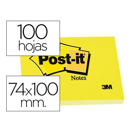 BLOC DE NOTAS ADHESIVAS QUITA Y PON POST-IT 76X102 MM CON 100 HOJAS 657