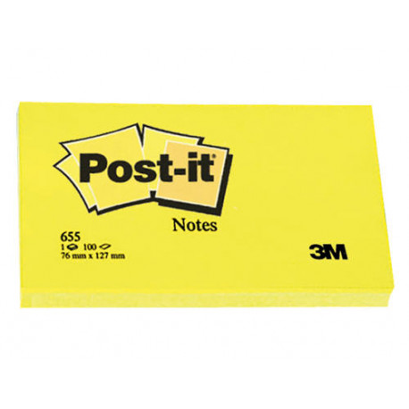 BLOC DE NOTAS ADHESIVAS QUITA Y PON POST-IT 76X127 MM CON 100 HOJAS 655