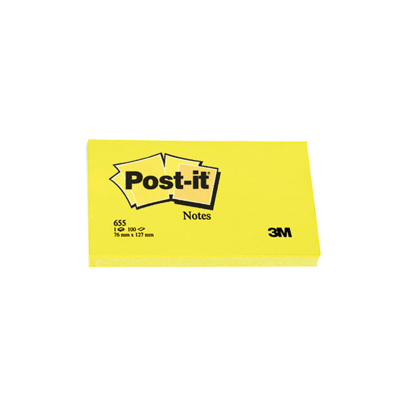 BLOC DE NOTAS ADHESIVAS QUITA Y PON POST-IT 76X127 MM CON 100 HOJAS 655