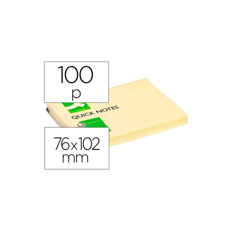 BLOC DE NOTAS ADHESIVAS QUITA Y PON Q-CONNECT 76X102 MM CON 100 HOJAS