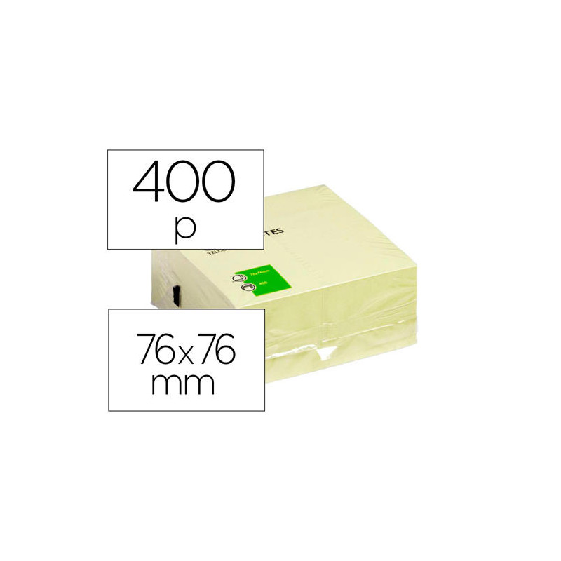 BLOC DE NOTAS ADHESIVAS QUITA Y PON Q-CONNECT 76X76 MM FSC AMARILLO CON 400 HOJAS