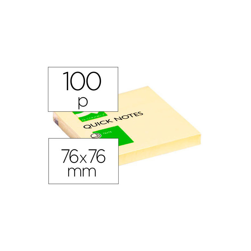 BLOC DE NOTAS ADHESIVAS QUITA Y PON Q-CONNECT 76X76 MM CON 100 HOJAS