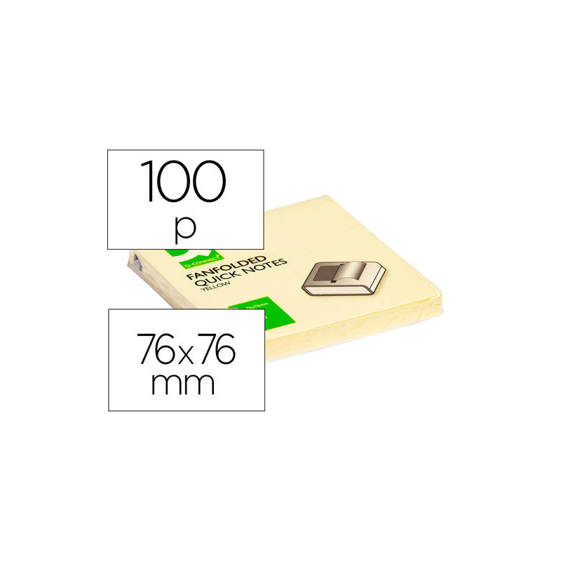 BLOC DE NOTAS ADHESIVAS QUITA Y PON Q-CONNECT 76X76 MM ZIG-ZAG