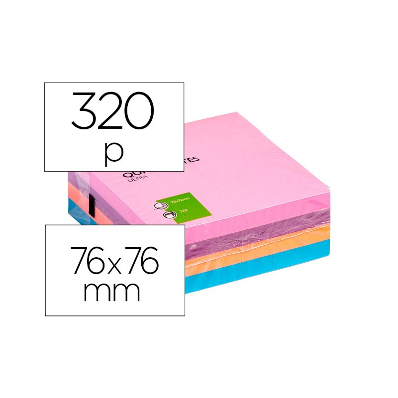 BLOC DE NOTAS ADHESIVAS QUITA Y PON Q-CONNECT CON 320 HOJAS 76X76MM