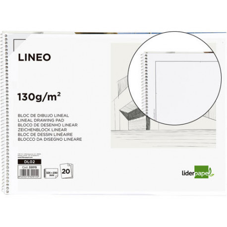 BLOC DIBUJO LIDERPAPEL LINEAL ARQUITECTURA 230X325 MM 20 HOJAS 130G/M2 CON RECUADRO PERFORADO