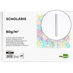 BLOC DIBUJO LIDERPAPEL ESCOLAR ESPIRAL 230X325MM 20 HOJAS 90 GR/M2 SIN RECUADRO