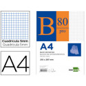 BLOC NOTAS LIDERPAPEL CUADRO 5MM A4 80 HOJAS 60G/M2 ENCOLADO 4 TALADROS