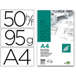 BLOC PAPEL VEGETAL LIDERPAPEL ENCOLADO 210X297MM 50 HOJAS 95G/M2