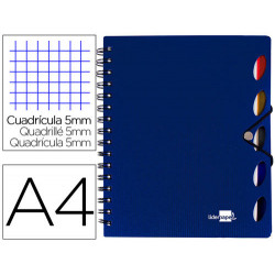 CUADERNO ESPIRAL LIDERPAPEL A4 MICRO EXECUTIVE TAPA PLASTICO 100H 80 GR CUADRO 5MM 5 SEPARADORES CON