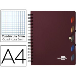 CUADERNO ESPIRAL LIDERPAPEL A4 MICRO EXECUTIVE TAPA PLASTICO 100H 80 GR CUADRO 5MM 5 SEPARADORES CON