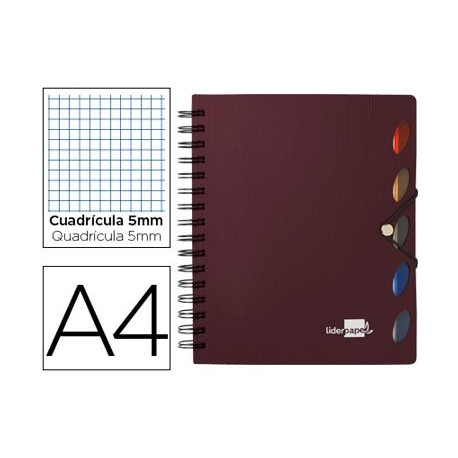 CUADERNO ESPIRAL LIDERPAPEL A4 MICRO EXECUTIVE TAPA PLASTICO 100H 80 GR CUADRO 5MM 5 SEPARADORES CON