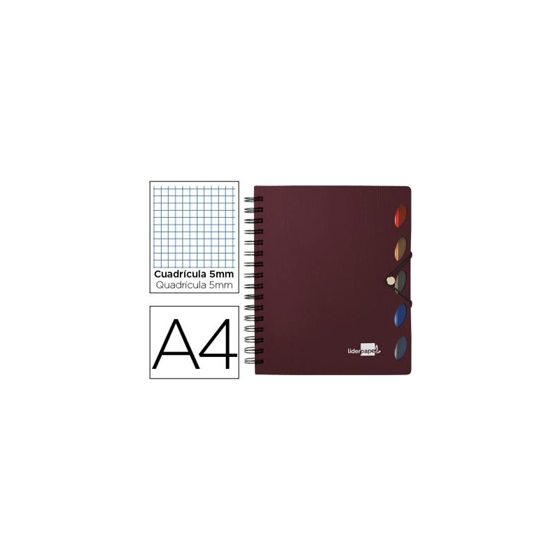 CUADERNO ESPIRAL LIDERPAPEL A4 MICRO EXECUTIVE TAPA PLASTICO 100H 80 GR CUADRO 5MM 5 SEPARADORES CON