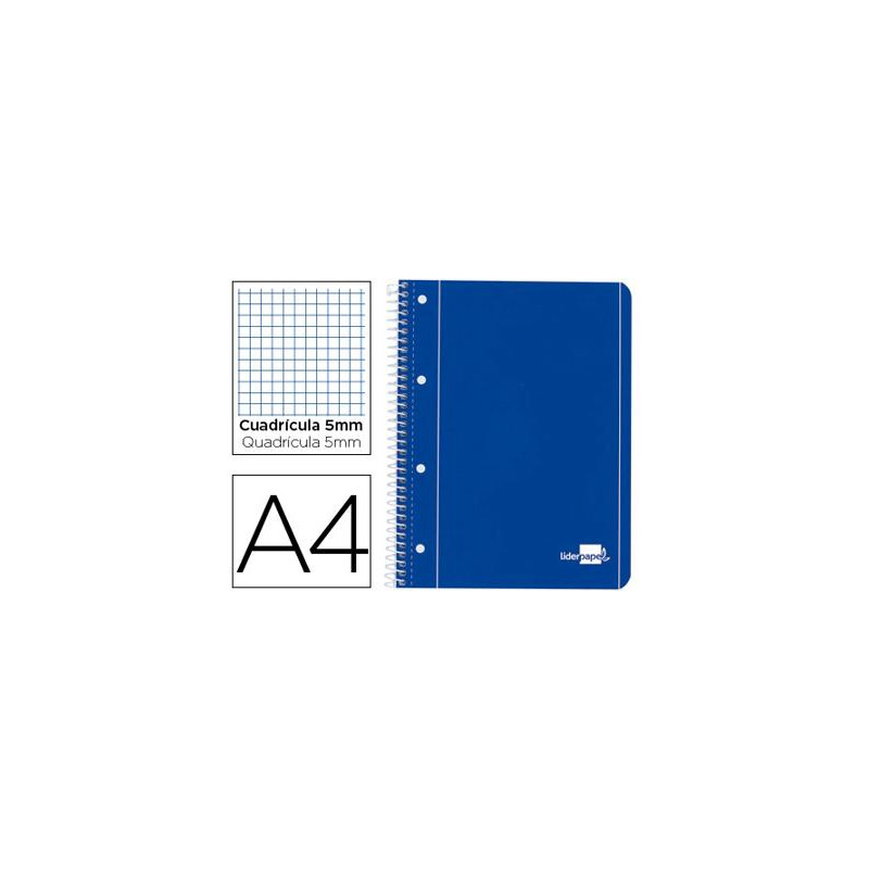 CUADERNO ESPIRAL LIDERPAPEL A4 MICRO SERIE AZUL TAPA BLANDA 80H 75 GR CUADRO 5MM CON MARGEN 4 TALADR