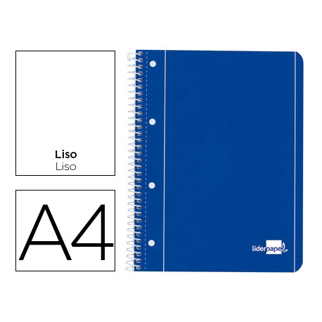 CUADERNO ESPIRAL LIDERPAPEL A4 MICRO SERIE AZUL TAPA BLANDA 80H 75 GR LISO CON MARGEN 4 TALADROS AZU