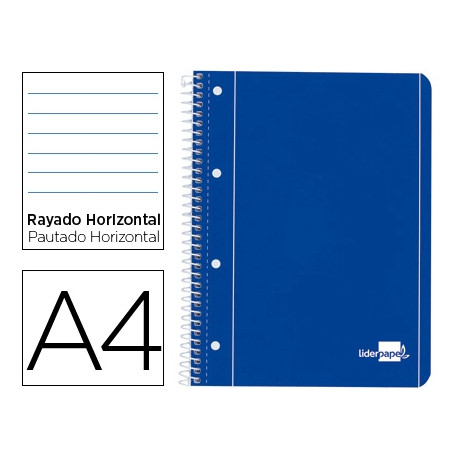 CUADERNO ESPIRAL LIDERPAPEL A4 MICRO SERIE AZUL TAPA BLANDA 80H 75 GR HORIZONTAL CON MARGEN 4 TALADR