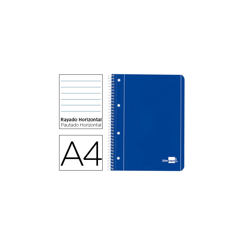 CUADERNO ESPIRAL LIDERPAPEL A4 MICRO SERIE AZUL TAPA BLANDA 80H 75 GR HORIZONTAL CON MARGEN 4 TALADR