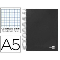 CUADERNO ESPIRAL LIDERPAPEL A5 MICRO PAPERCOAT TAPA FORRADA 140H 75 GR CUADRO5MM 5 BANDAS 6 TALADROS