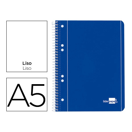 CUADERNO ESPIRAL LIDERPAPEL A5 MICRO SERIE AZUL TAPA BLANDA 80H 75 GR LISO 6TALADROS AZUL