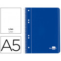 CUADERNO ESPIRAL LIDERPAPEL A5 MICRO SERIE AZUL TAPA BLANDA 80H 75 GR LISO 6TALADROS AZUL