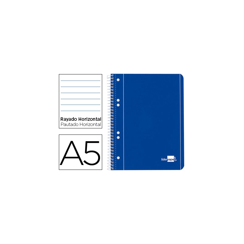 CUADERNO ESPIRAL LIDERPAPEL A5 MICRO SERIE AZUL TAPA BLANDA 80H 75 GR HORIZONTAL 6 TALADROS AZUL