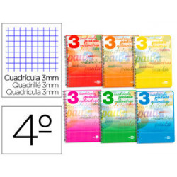 CUADERNO ESPIRAL LIDERPAPEL CUARTO PAUTAGUIA TAPA BLANDA 40H 75 GR CUADRO PAUTADO 3 MM CON MARGEN CO