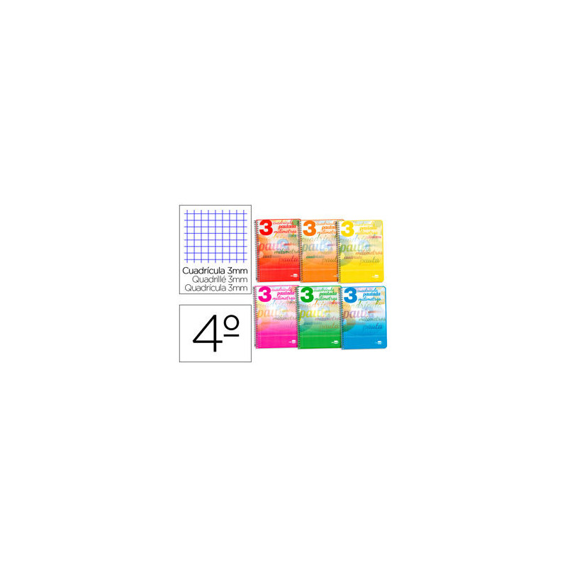 CUADERNO ESPIRAL LIDERPAPEL CUARTO PAUTAGUIA TAPA BLANDA 40H 75 GR CUADRO PAUTADO 3 MM CON MARGEN CO