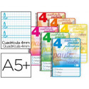 CUADERNO ESPIRAL LIDERPAPEL CUARTO PAUTAGUIA TAPA BLANDA 40H 75 GR CUADRO PAUTADO 4MM COLORES SURTID