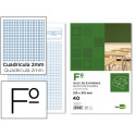 BLOC EXAMENES LIDERPAPEL CUADRO 2MM FOLIO 40 HOJAS 60G/M2