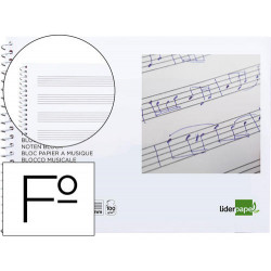 BLOC MUSICA LIDERPAPEL PENTAGRAMA 3MM FOLIO APAISADO 20 HOJAS 100G/M2