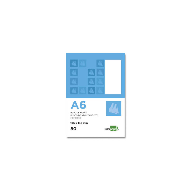 BLOC NOTAS LIDERPAPEL LISO A6 80 HOJAS 60G/M2 PERFORADO