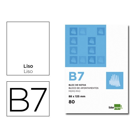 BLOC NOTAS LIDERPAPEL LISO B7 80 HOJAS 60G/M2 PERFORADO