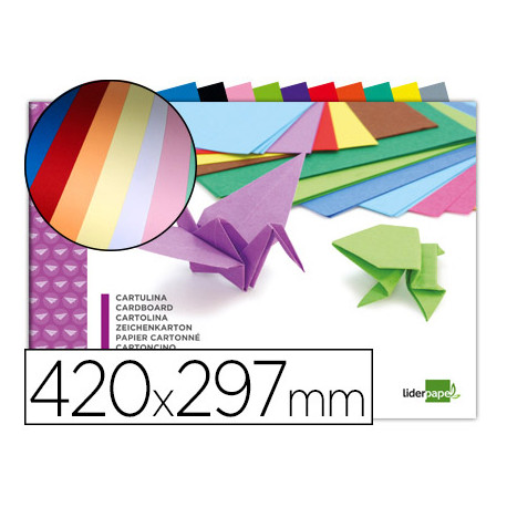 BLOC TRABAJOS MANUALES LIDERPAPEL CARTULINA 297X420MM 10 HOJAS COLORES SURTIDOS