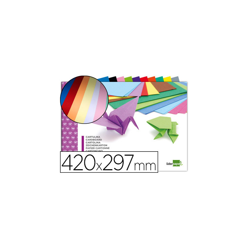 BLOC TRABAJOS MANUALES LIDERPAPEL CARTULINA 297X420MM 10 HOJAS COLORES SURTIDOS