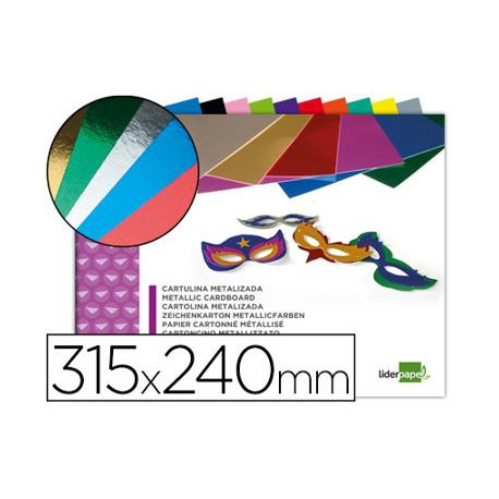 BLOC TRABAJOS MANUALES LIDERPAPEL CARTULINA METALIZADA 240X315MM 10 HOJAS COLORES SURTIDOS