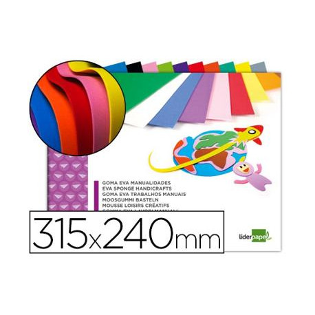 BLOC TRABAJOS MANUALES LIDERPAPEL GOMA EVA 240X315MM 10 HOJAS COLORES SURTIDOS